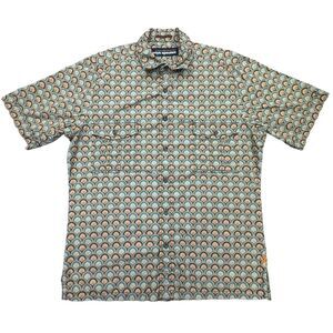 Reyn Spooner Hawaiian Shirt Mens Small Japanese Woodblock Fans Button Up Pocket
